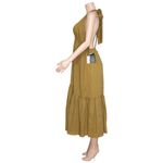 MARYSIA Backless Seashell Embellished Seersucker Halterneck Dress,Caramel, Large Brown Photo 5