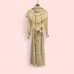 Handmade Stunning vintage 60’s-70’s boho lace prairie maxi ruffle dress delicate buttons Photo 3