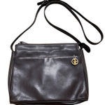 VTG Gianni Bernini Brown Leather Crossbody Bag Adjustable Strap Gold Charm‎ Photo 0