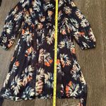 DKNY Women's Navy Floral Chiffon V-Neck Fit & Flare Dress Size 10 Long Sleeve Photo 6