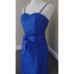 Fashionomics  ModCloth NEW Electric Blue Lace Mini Dress with Ribbon Sash Medium Photo 2