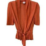 Armani Collezioni Womens Sz 8 Orange Knit Cardigan Bolero Cinched Waist Sweater Photo 0