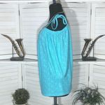 Michael Kors Blouse Off-Shoulder Laser-Cut Eyelet Pattern Lightweight Blue sz M Photo 3