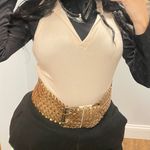 Y2K Gold Bronze Woven Wide Belt Sz S/M Photo 2