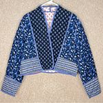 Reversible quilted women's jacket large jacket blue black pink white floral Photo 0