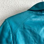 Lafayette 148  New York Women’s Teal 100% Leather Zipper Jacket Size 2‎ Photo 13