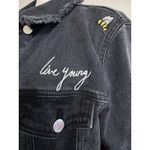 River Island  Womans Black Embroidered Jean Jacket Size 12 Photo 1