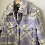 7 For All Mankind Seven For All Mankind Womens Small Purple Plaid Jacket Sherpa Teddy Truc… Photo 5