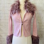 Boutique NEW Pink/Purple Knit Fur Sweater Photo 0