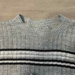 Abound  Women's Medium Gray Striped Ribbed Knit Mock Neck Long Sleeve Top‎ Photo 1