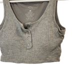 Klassy Network  Gray Waffle Knit Lounge Ultra Crop Henley Tank Top Brami Medium Photo 2