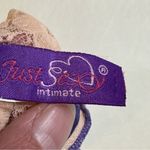 Just Sexy Lingerie Beige & Purple Sheer Lace Floral Chemise & Thong Set 1X Photo 5