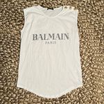 Balmain Authentic UniSex  Crystal Logo Sleeveless Shirt Size 40 **one hole Photo 0