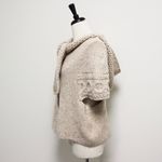 Far Away From Close Oatmeal Beige Knit Hooded Short Sleeve Snap Button Cardigan Photo 3