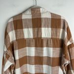 American Eagle  Oversized Plaid Flannel Sz Small Tan Brown Pullover Photo 11
