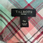 Talbots Casual 100% Cotton Button Up Shirt in Aqua Maroon Plaid sz Petite Small Photo 4