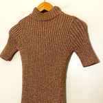 For Love & Lemons  Knitz Rose Gold Sparkle Sweater Dress Short Sleeves Size M Photo 3