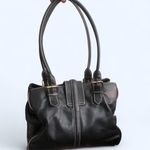Antonio Melani Black Gold leather shoulder hand bag purse cargo pockets #gothic #whimsygoth #grunge #bondage Great condition. Measurement in pics Photo 1
