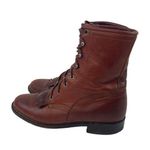Justin Kiltie Tassle Brown Leather Western Roper Boots Womens Size 6.5 B Lace Up Photo 4