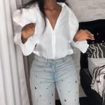 ZARA TRF HIGH WAIST Metal RING TRIM JEANS Size 4 NEW Photo 2