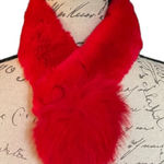 Faux Fur Red Super Soft Neck Warmer Scarf One Size Photo 0