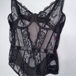NWT Open‎ Back Black Goth Floral Lace and Mesh Bodysuit Size M Photo 2