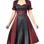 Red Satin Pin Up Swing Dress, Size XL, New without Tag Black Photo 0