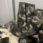 Tapestry Brocade Gold Sequin Leather Soled Boots Size 8.5 Photo 7