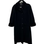 Hilary Radley Black Boiled 100% Wool Shearling Trim Lined Long Coat, Size 8, EUC Photo 10