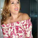 BROOKE WRIGHT DESIGNS Tropical Floral Bright Pink & White Off Shoulder dress XS Photo 1