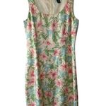 Ann Taylor Ivory Floral 100% Silk Sleeveless Sheath Dress Women's 10 Petite 10P Photo 0