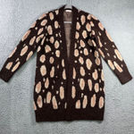 Mystree  Leopard‎ Print Long Cardigan Swater Women Small Open Front Metallic Photo 0