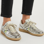 Verbenas Metallic Silver Leather Sneakers Trainers fashion comfort Sz 38, US 7.5 Photo 0