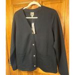 Como vintage  Womens Large 20x26 Black Quilted Blazer Jacket Button Patch Pockets Photo 1
