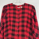Vintage Phool Buffalo Plaid Maxi Shirt Dress Button Front Puff Sleeves Red Sz M Size M Photo 1