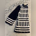 St John Sport Wool Blend Nautical Navy White Striped Sweater Grommet Medium EUC Blue Photo 2