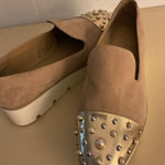 Karl Lagerfeld  beige suede pearl stud platform shoes size 9.5 Photo 0