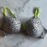 Torrid Curve Leopard Print Bra Neon Trim Adjustable Straps Plus Size 46D Gray Photo 0