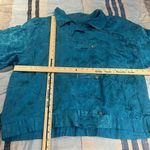 Mureli women's XL blue all over floral 100% silk full zip button windbreaker Photo 2