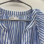 Sonoma  Blue White Striped V Neck Top Women’s Size Large Short Sleeve Casual‎ Photo 2