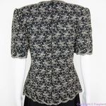 Laurence Kazar  vintage black‎ maxi dress with clear bead and white pearl, L Photo 3