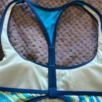 Nike  Teal Stripe Racerback Tankini Swimsuit Top Size 10 EUC #1275 Photo 2