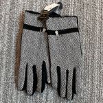 Vintage Leather Gloves Black Herringbone Embellished S Small New Photo 2
