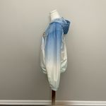 Lacoste Live Jacket Pullover Windbreaker Hood Pockets Spell Out Ombré Blue White Photo 4