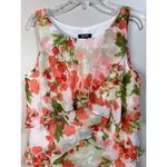 Slny  Tiered Chiffon Coral White Floral Dress Size 12 Photo 1