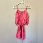 Bailey blue Pink Cold Shoulder Boho Mini Dress Belted Puff Sleeve S Photo 7