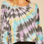 Vintage Havana Multi Swirl Tie Dye Reverse Burnout Thermal Top Size S Photo 0