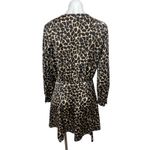 ZARA Black Animal Print Long Sleeve Mini Button Up Flare A-Line Shirt Dress Sz M Photo 1