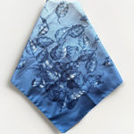 Vintage Polyester Scarf Blue Leaf Design Made in Italy 26.5 inch Square Photo 0