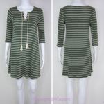 She & Sky green half-sleeve mini dress with white stripes , women's size S Photo 1
